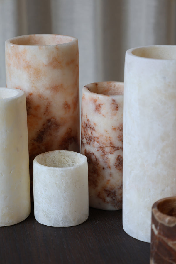 Alabaster Kaarshouder Cilinder Bruin