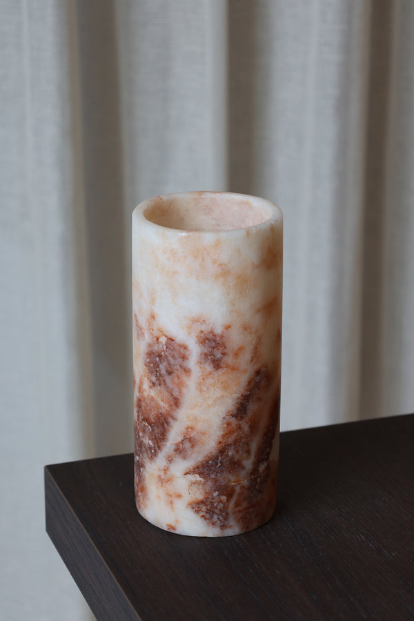 Alabaster Kaarshouder Cilinder Bruin