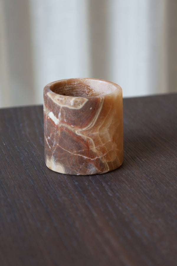Alabaster Kaarshouder Cilinder Bruin