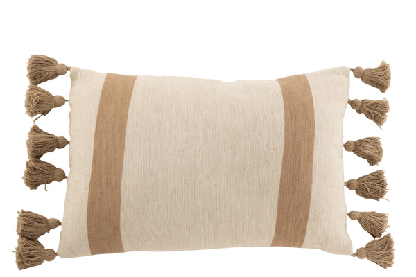 Cushion Beach Grooves Rectangle - Taupe - Cotton - 40x10x60cm