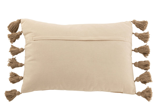 Cushion Beach Grooves Rectangle - Taupe - Cotton - 40x10x60cm