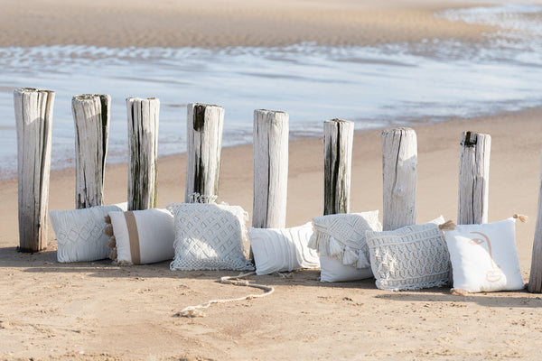 Cushion Beach Grooves Rectangle - Taupe - Cotton - 40x10x60cm