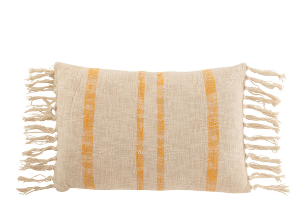 Cushion ochre stripes - white - cotton - 40x10x60cm