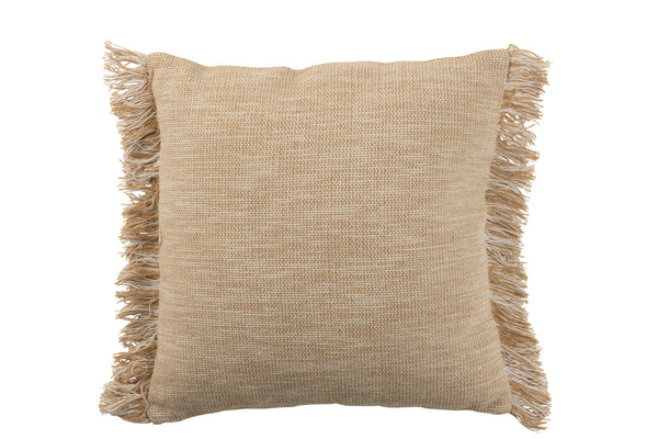 Cushion Fringes (square) - Beige - cotton - 45x15x45cm