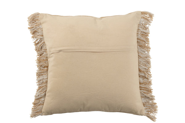 Cushion Fringes (square) - Beige - cotton - 45x15x45cm