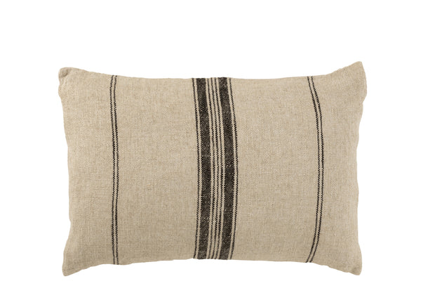 Cushion Linen Stripes Black (37x59)