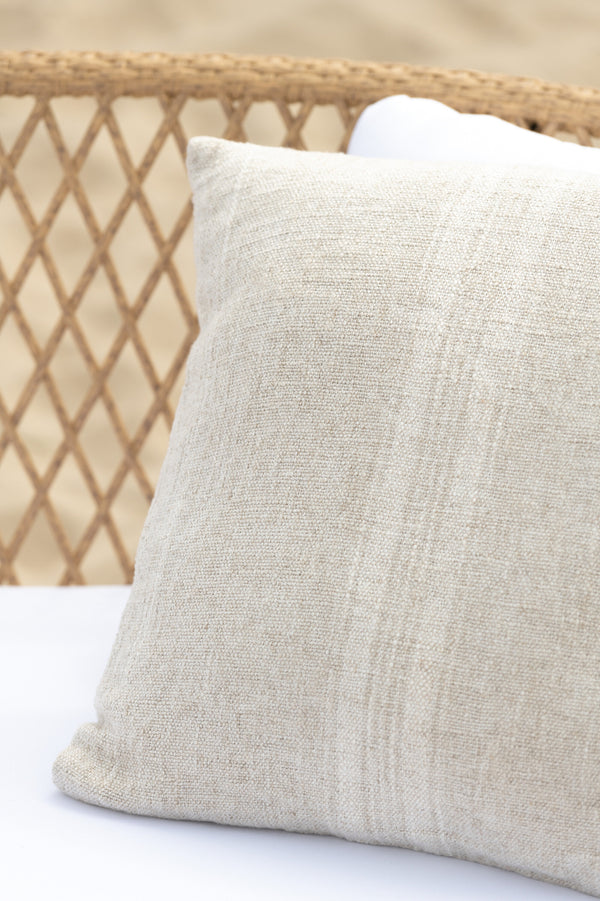 Cushion Stripes (square) - Beige - linen - 45x14x45cm