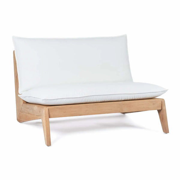 The Lazy Two Seater Sofa - natural white - teak - Bazar Bizar