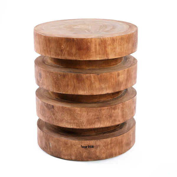 The Massaka Stool - Natural - Suar Wood - Bazar Bizar