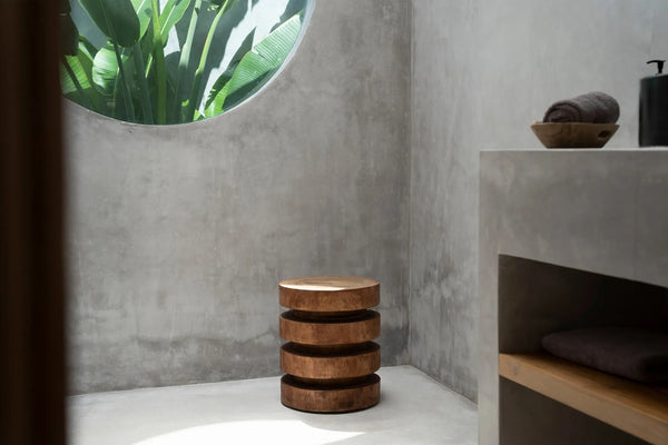 The Massaka Stool - Natural - Suar Wood - Bazar Bizar