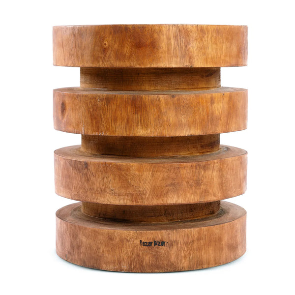 The Massaka Stool - Natural - Suar Wood - Bazar Bizar