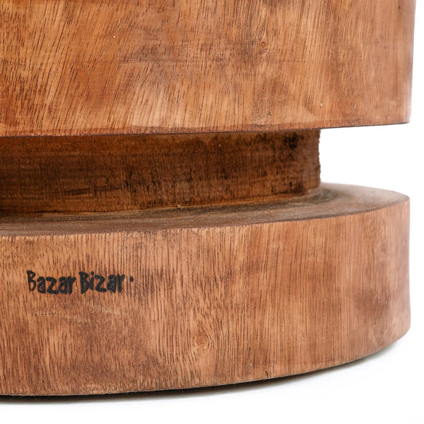 The Massaka Stool - Natural - Suar Wood - Bazar Bizar