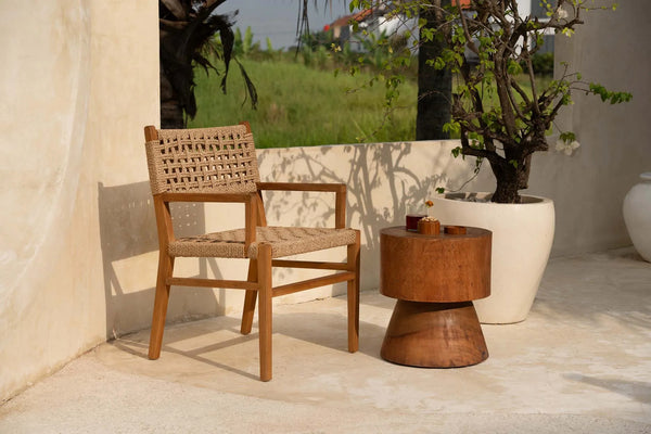 The Mitcha Stool - Natural - Suar Wood - Bazar Bizar