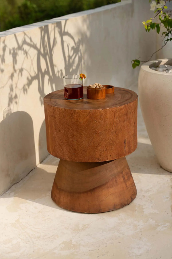 The Mitcha Stool - Natural - Suar Wood - Bazar Bizar