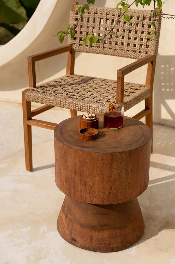 The Mitcha Stool - Natural - Suar Wood - Bazar Bizar