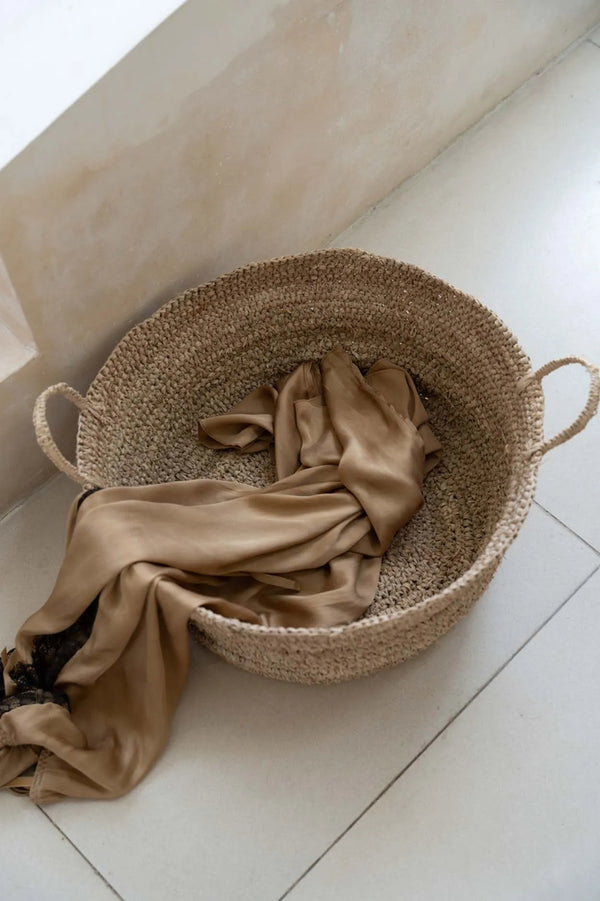 The Raffia Basket Trays L - Natural - Raffia - Bazar Bizar