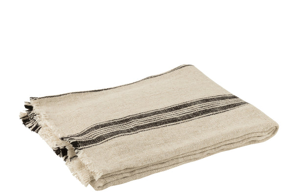 Throw Stripes - Beige - Linen - J-Line