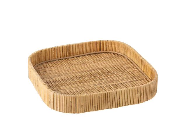 Tray Square Round Corners - Natural - Rattan - J-Line