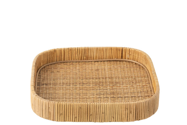 Tray Square Round Corners - Natural - Rattan - J-Line